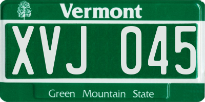 VT license plate XVJ045