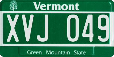 VT license plate XVJ049
