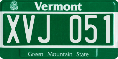VT license plate XVJ051