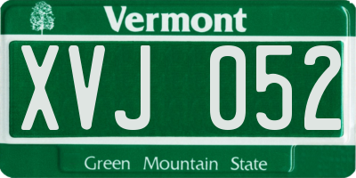 VT license plate XVJ052