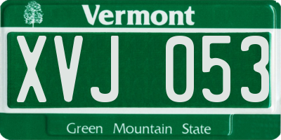 VT license plate XVJ053