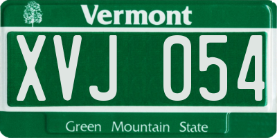 VT license plate XVJ054