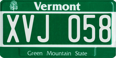 VT license plate XVJ058
