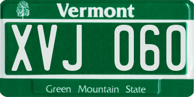 VT license plate XVJ060