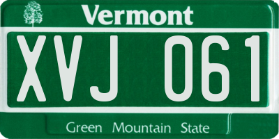 VT license plate XVJ061