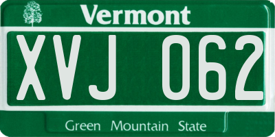 VT license plate XVJ062