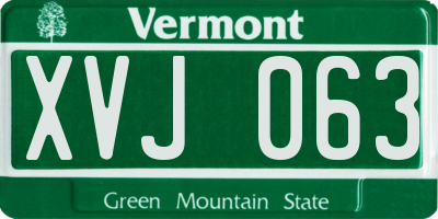VT license plate XVJ063