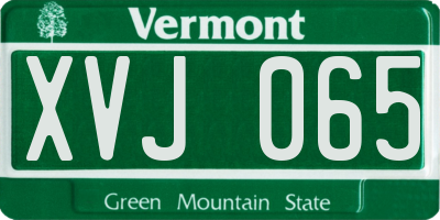 VT license plate XVJ065