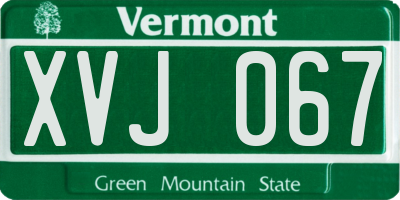 VT license plate XVJ067