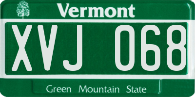 VT license plate XVJ068