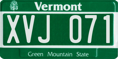 VT license plate XVJ071