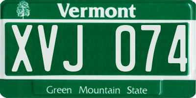 VT license plate XVJ074