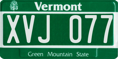 VT license plate XVJ077