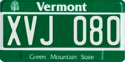 VT license plate XVJ080