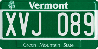 VT license plate XVJ089