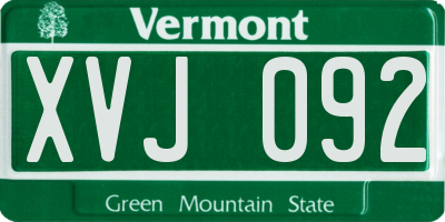 VT license plate XVJ092