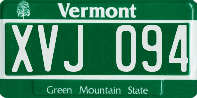 VT license plate XVJ094