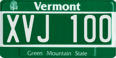 VT license plate XVJ100