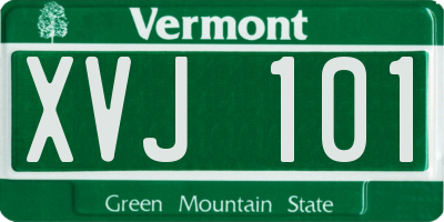 VT license plate XVJ101
