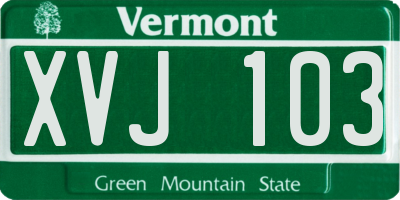 VT license plate XVJ103