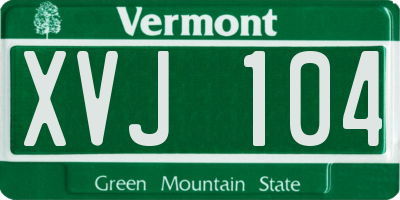 VT license plate XVJ104
