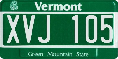 VT license plate XVJ105