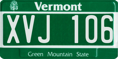 VT license plate XVJ106