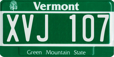 VT license plate XVJ107