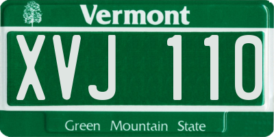 VT license plate XVJ110