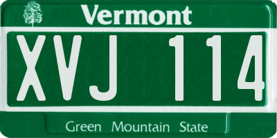 VT license plate XVJ114
