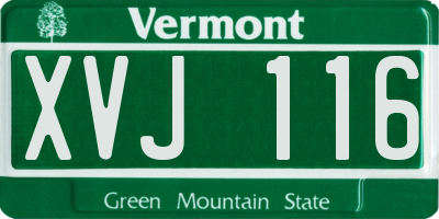 VT license plate XVJ116