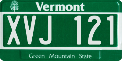 VT license plate XVJ121