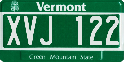 VT license plate XVJ122