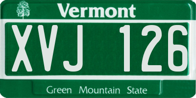 VT license plate XVJ126