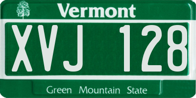 VT license plate XVJ128