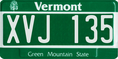 VT license plate XVJ135