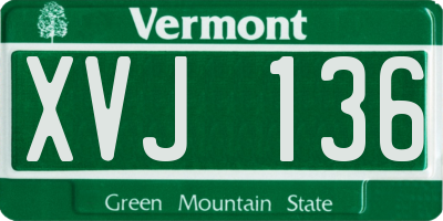 VT license plate XVJ136