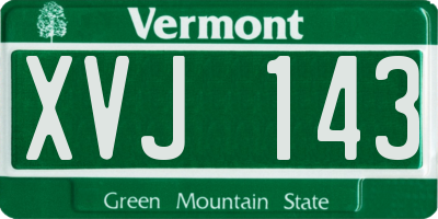 VT license plate XVJ143