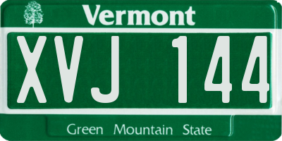 VT license plate XVJ144