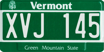 VT license plate XVJ145