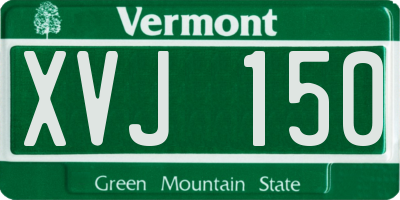 VT license plate XVJ150