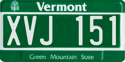 VT license plate XVJ151