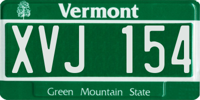 VT license plate XVJ154