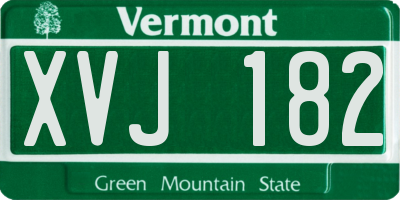 VT license plate XVJ182