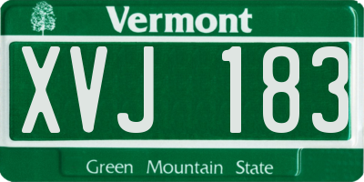 VT license plate XVJ183