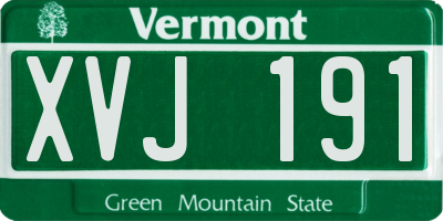 VT license plate XVJ191