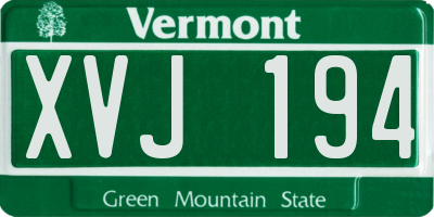 VT license plate XVJ194