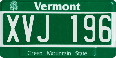 VT license plate XVJ196