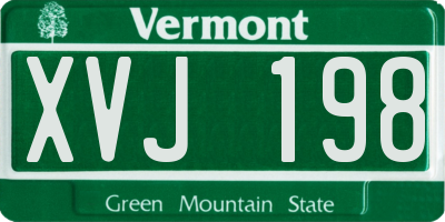 VT license plate XVJ198