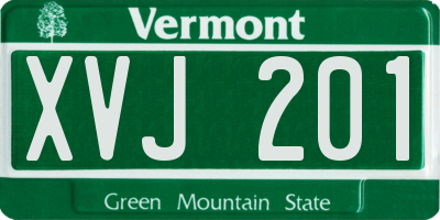 VT license plate XVJ201